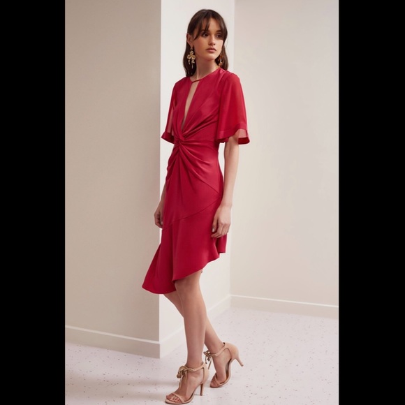 NWT Keepsake Knotted Midi Dress in Raspberry - Picture 8 of 9